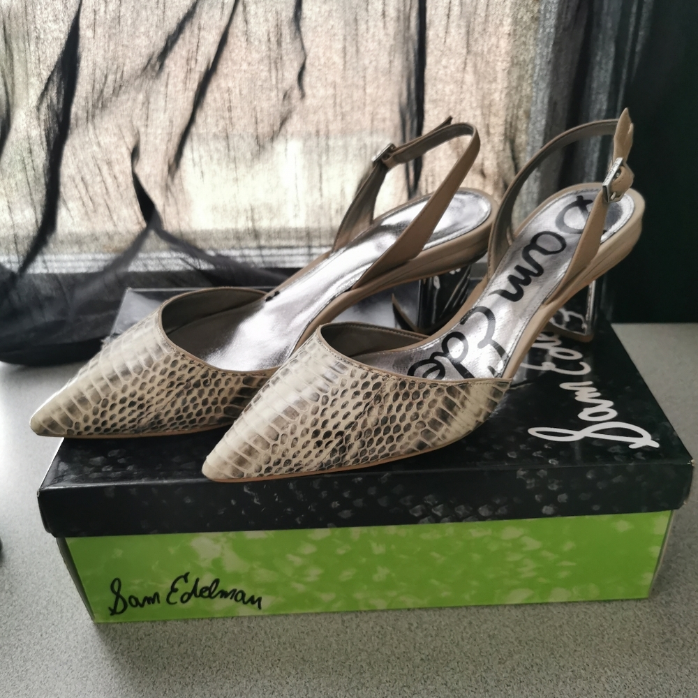 Sam Edelman Snakeskin Slingback Sandals Size 10